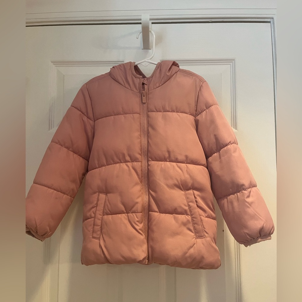 Girl's Old Navy fleece lined puffer jacket in light pink